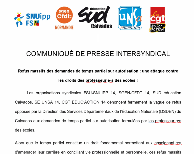 Lire la suite à propos de l’article Refus de temps partiels et disponibilités